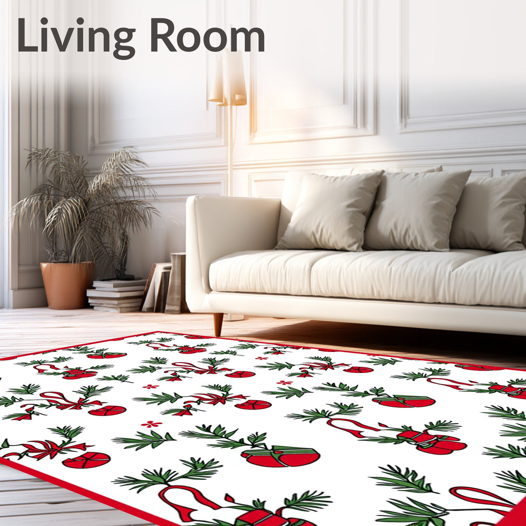 Red Green Festive Ornament Garland Rug