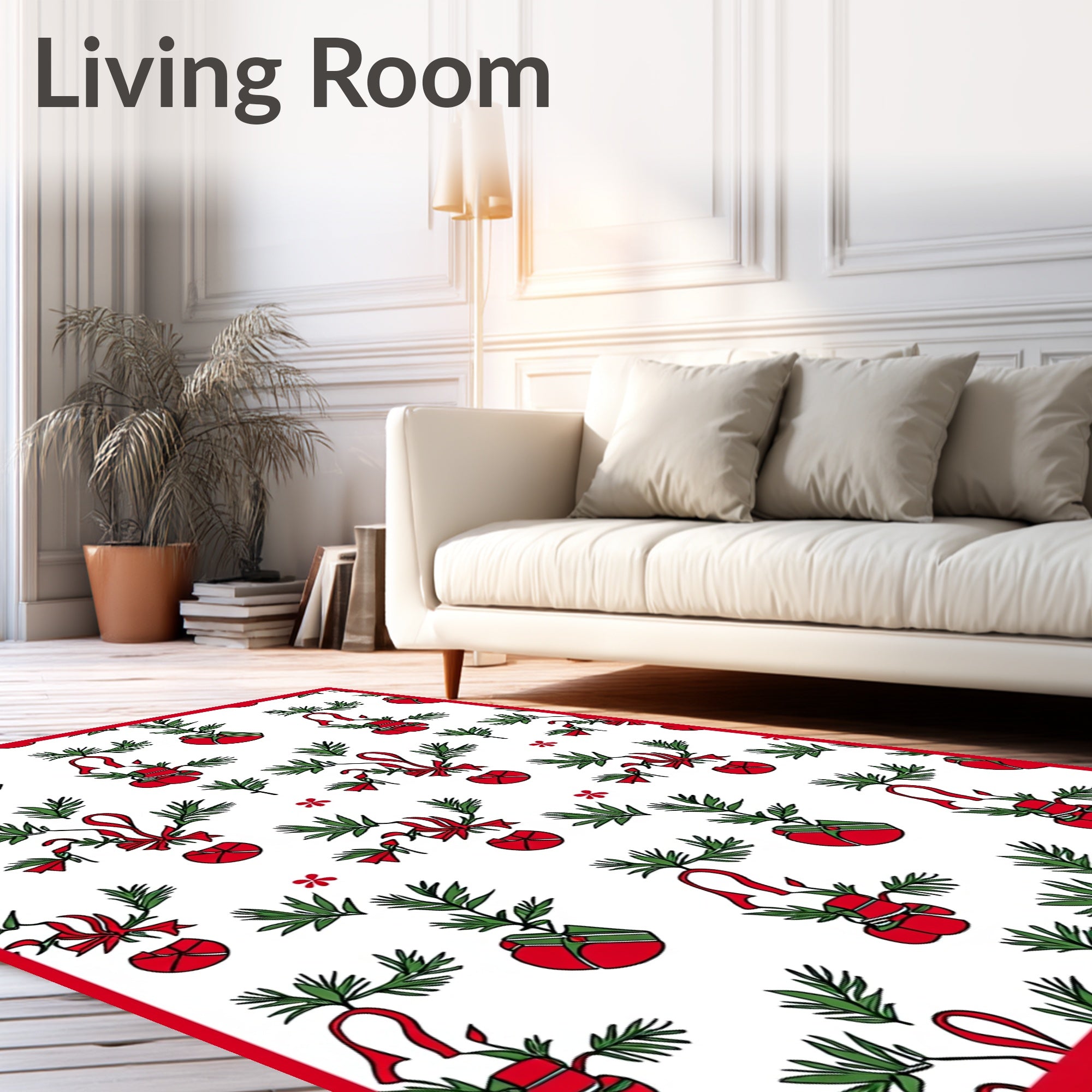 Red Green Festive Ornament Garland Rug