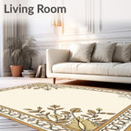 Cream and Gold Leaf Border Rug