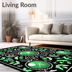 Emerald Medallion Leaf Mandala Rug