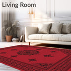 Crimson Black Ornate Central Medallion Rug