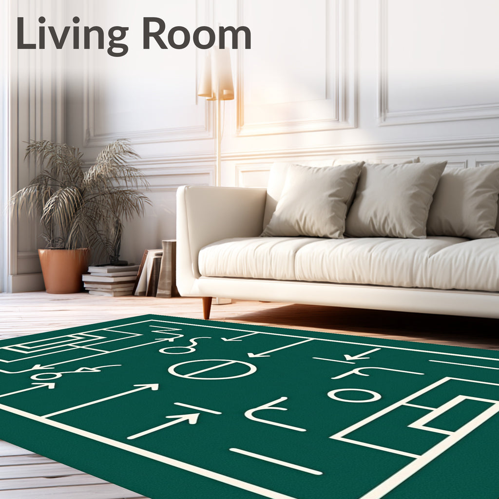 Green Soccer Tactics Field Rug
