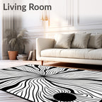 Bold White Black Radial Flow Rug