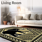 Black Elephant BORDERED Geometric BOLD Rug