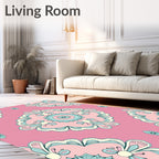 Pink Aqua Floral Medallion Radiance Rug