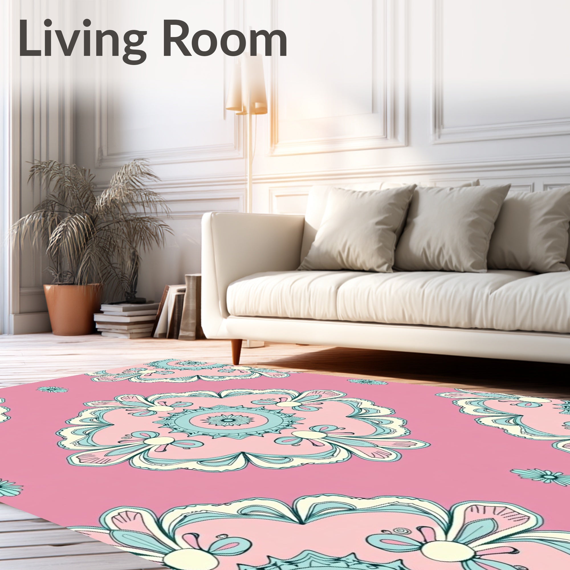 Pink Aqua Floral Medallion Radiance Rug
