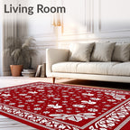 Festive Red Snowman Snowflake Scene Rug