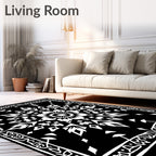 Black White Geometric Mandala Rug