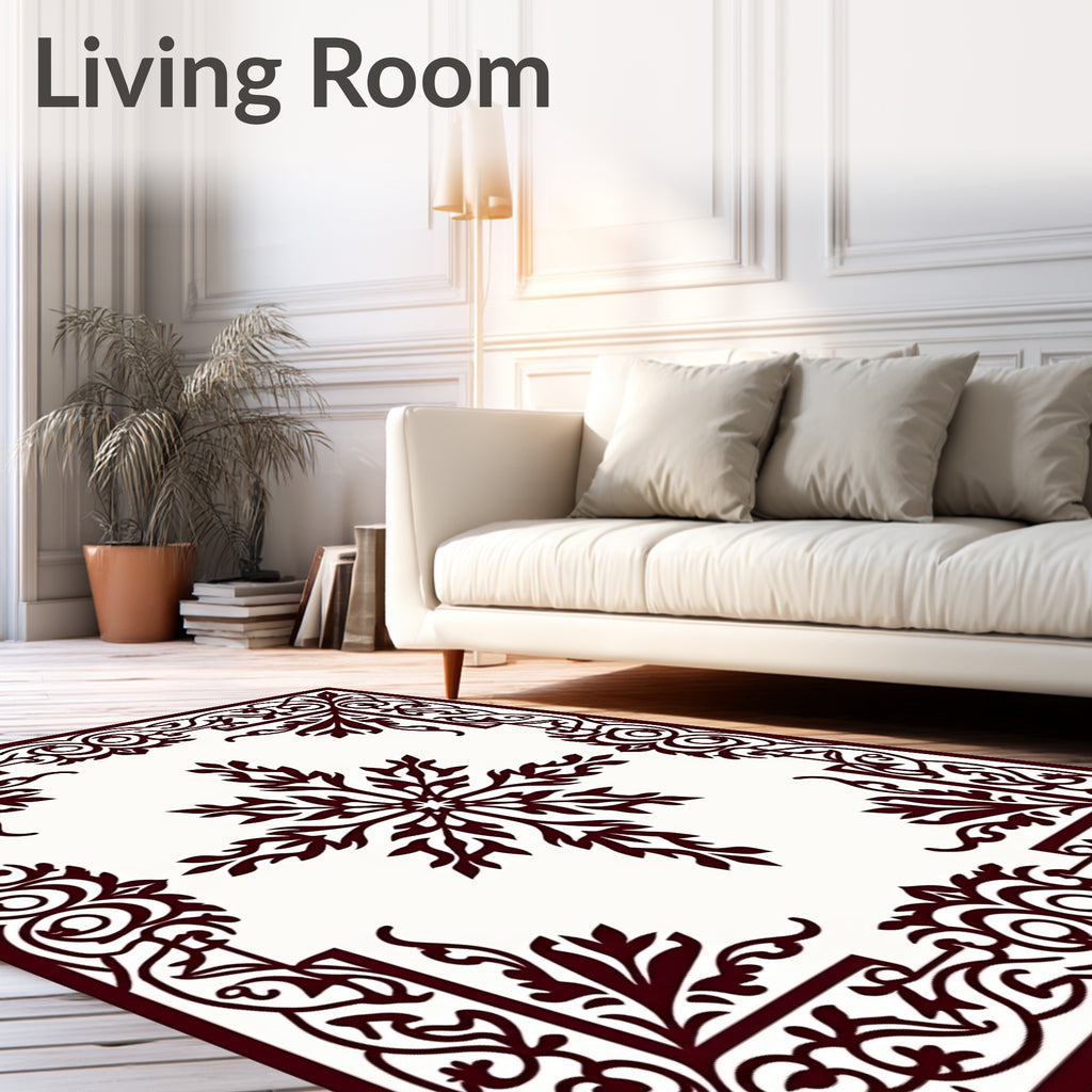 Deep Burgundy Scrollwork Star Medallion Rug