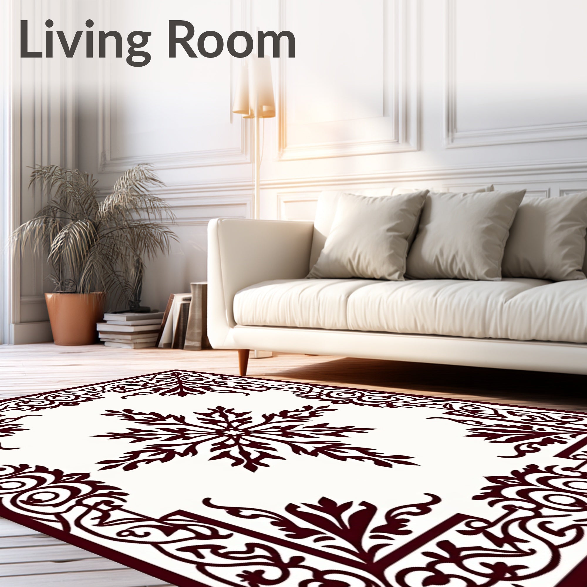 Deep Burgundy Scrollwork Star Medallion Rug