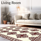 Deep Crimson Floral Lattice Medallion Rug