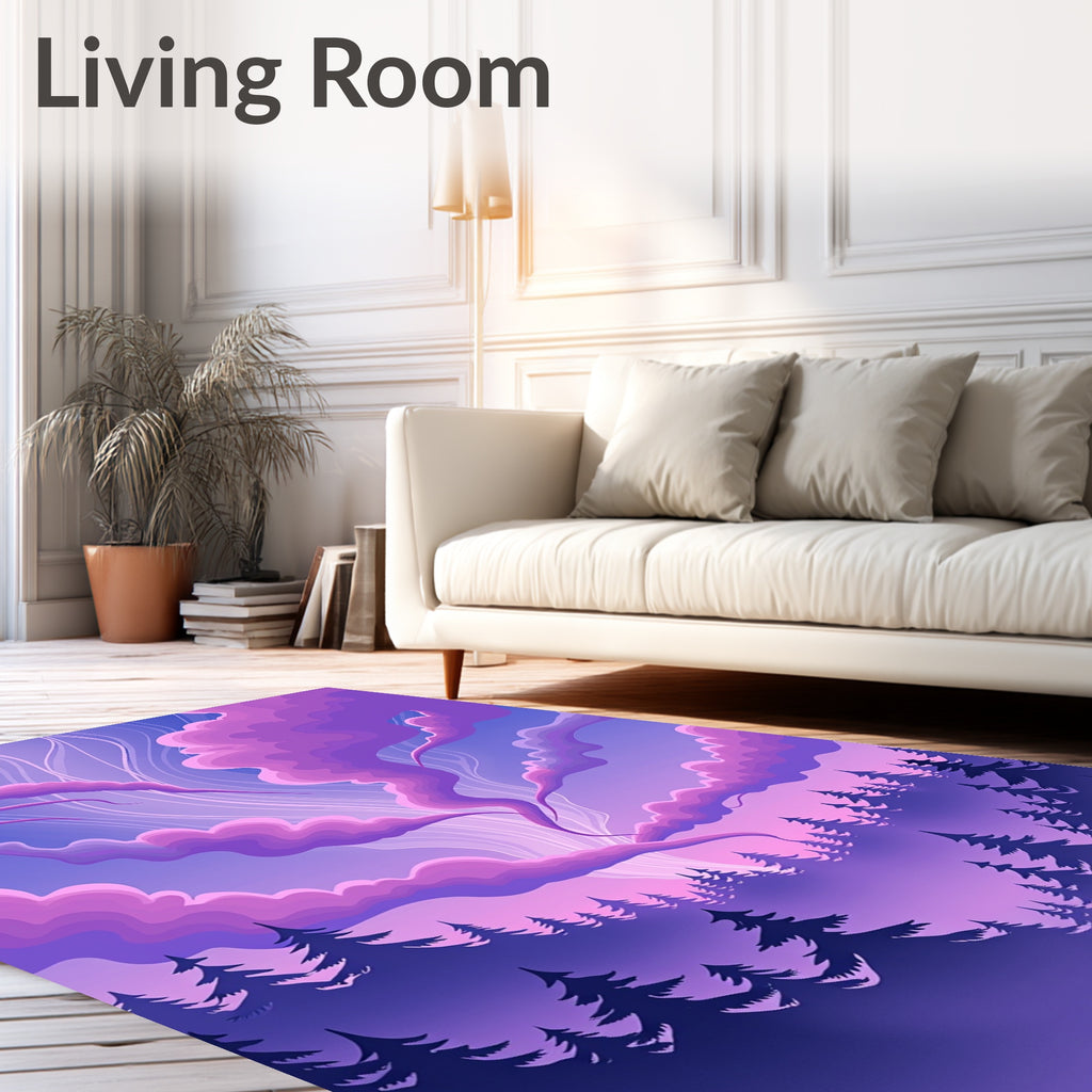 Mystical Purple Sky Forest Swirl Rug