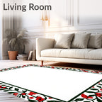 Red Black Berry Vine Border Rug