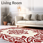Crimson Ivory Floral Medallion Border Rug