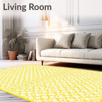 Whimsical Yellow Scroll Medallion Rug