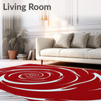 Crimson Swirl Abstract Line Rug