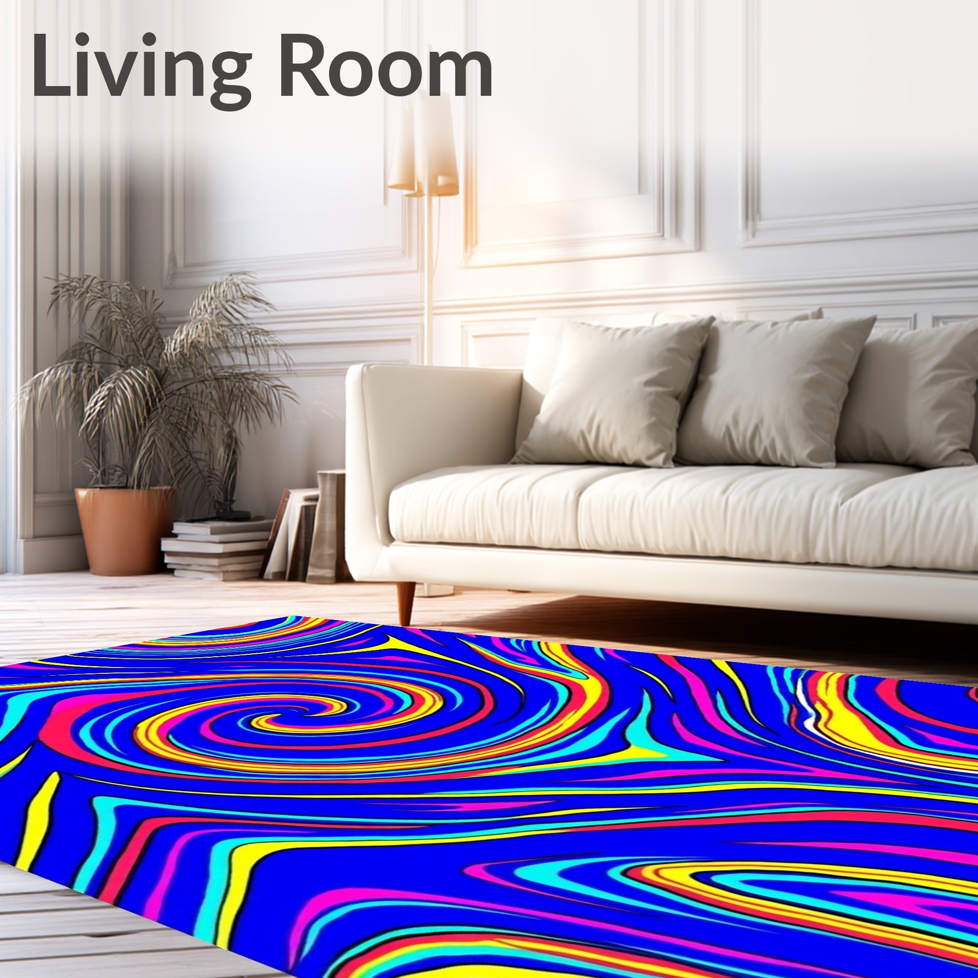 Vibrant Swirl Marbled Color Splash Rug