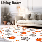 Cute Halloween Ghost Pumpkin Fall Leaves Rug