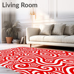 Bold Red Swirls Geometric Rug