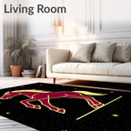 Crimson Horse Against Starry Night Rug