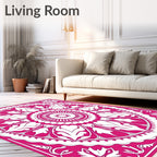 Vibrant Fuchsia Floral Mandala Rug