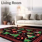 Holiday Christmas Tree Ornaments Festive Rug