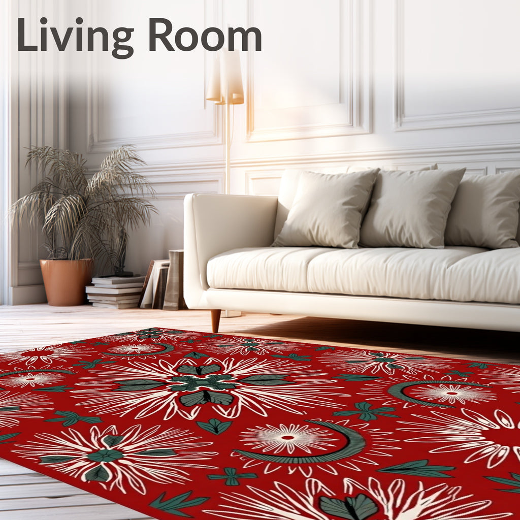 Crimson Red Starburst Arch Medallion Red Rug
