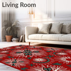 Crimson Red Starburst Arch Medallion Red Rug
