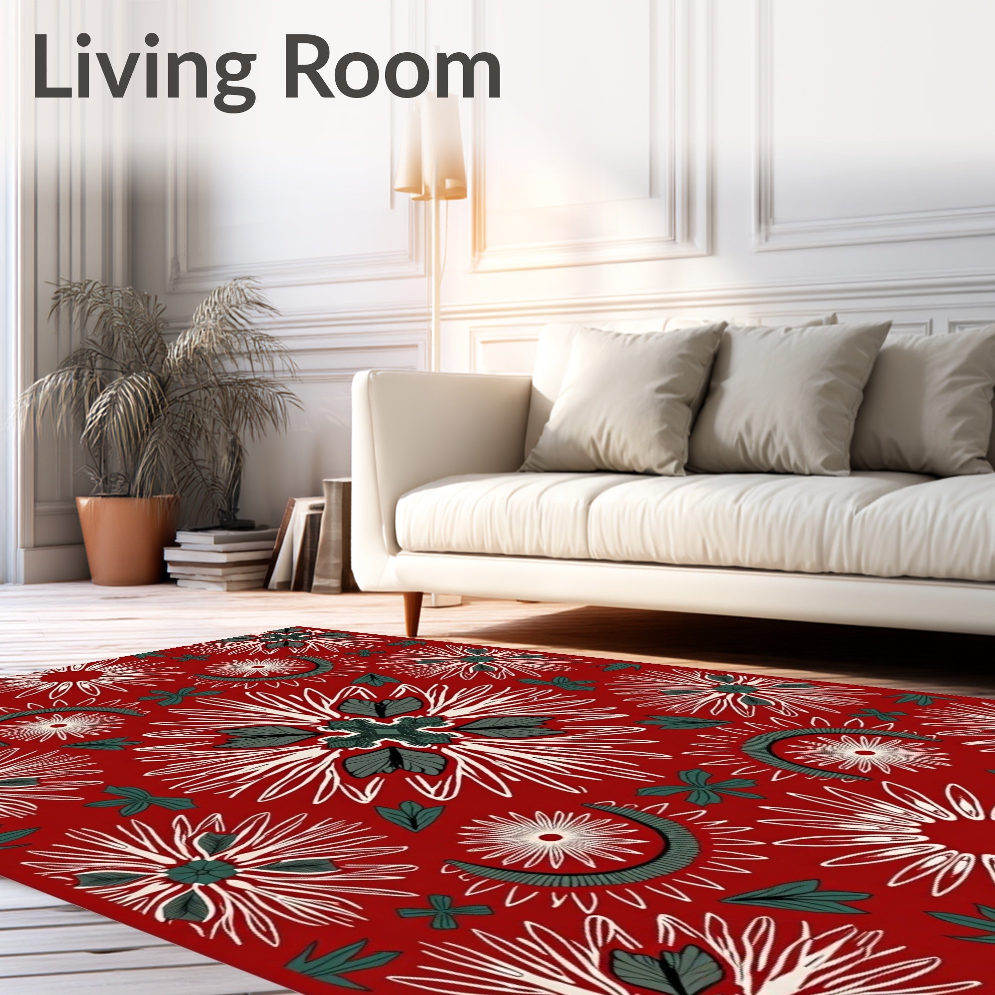 Crimson Red Starburst Arch Medallion Red Rug