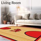 Bold Red Basketball Court Texture Rug