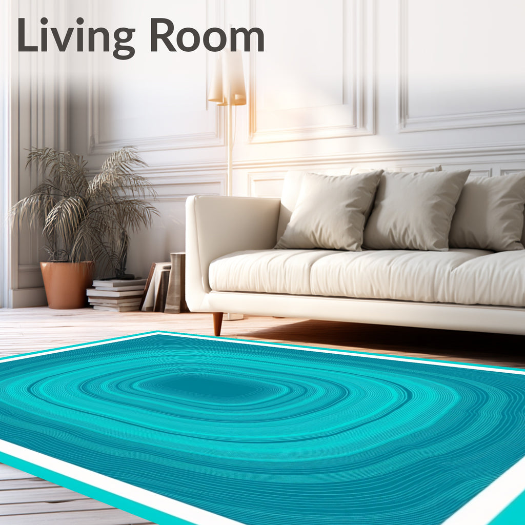 Teal Gradient Nested Square Art Rug