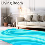Aqua Teal Swirl Layered Waves Rug