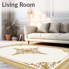 Ornate Gold Filigree Centerpiece Rug