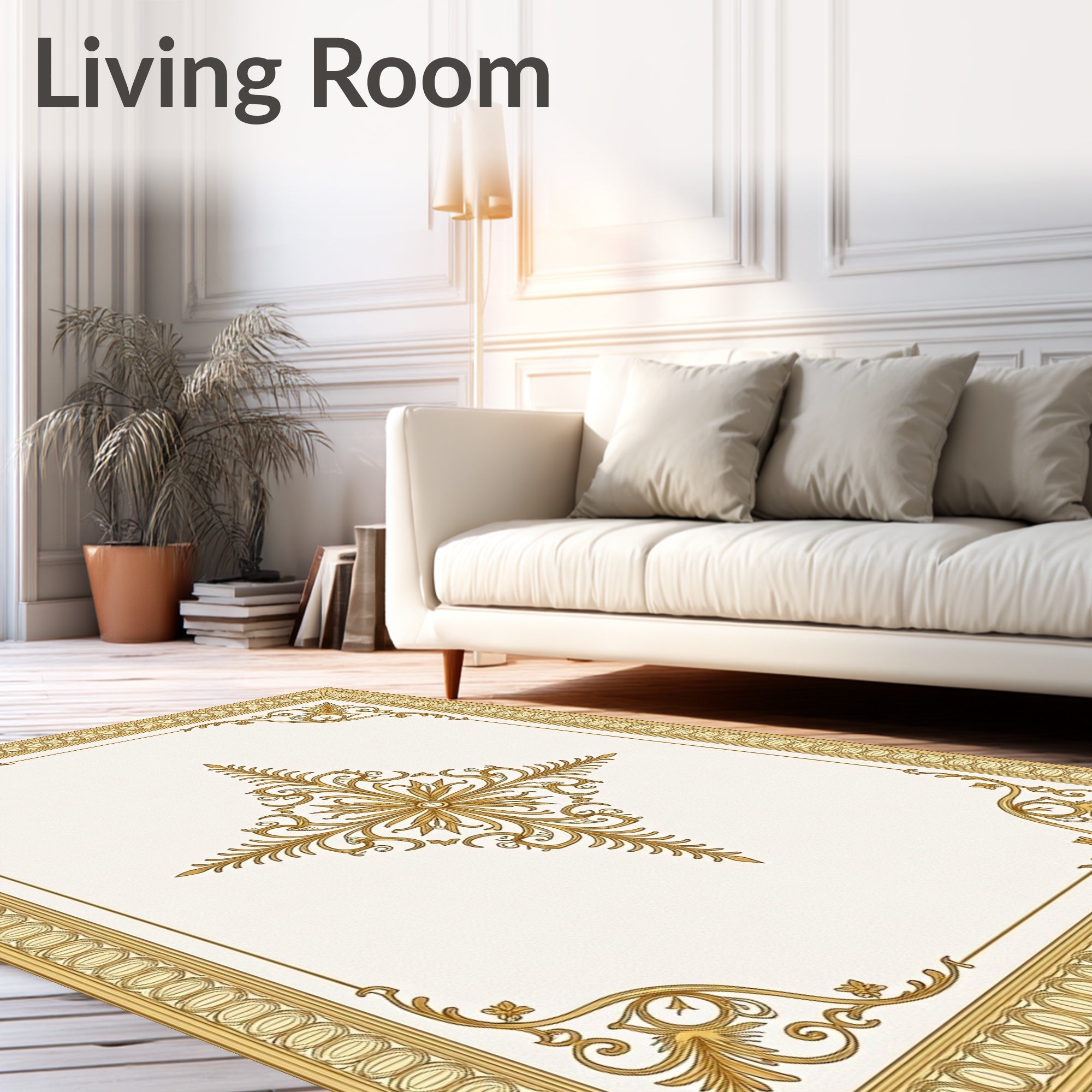 Ornate Gold Filigree Centerpiece Rug
