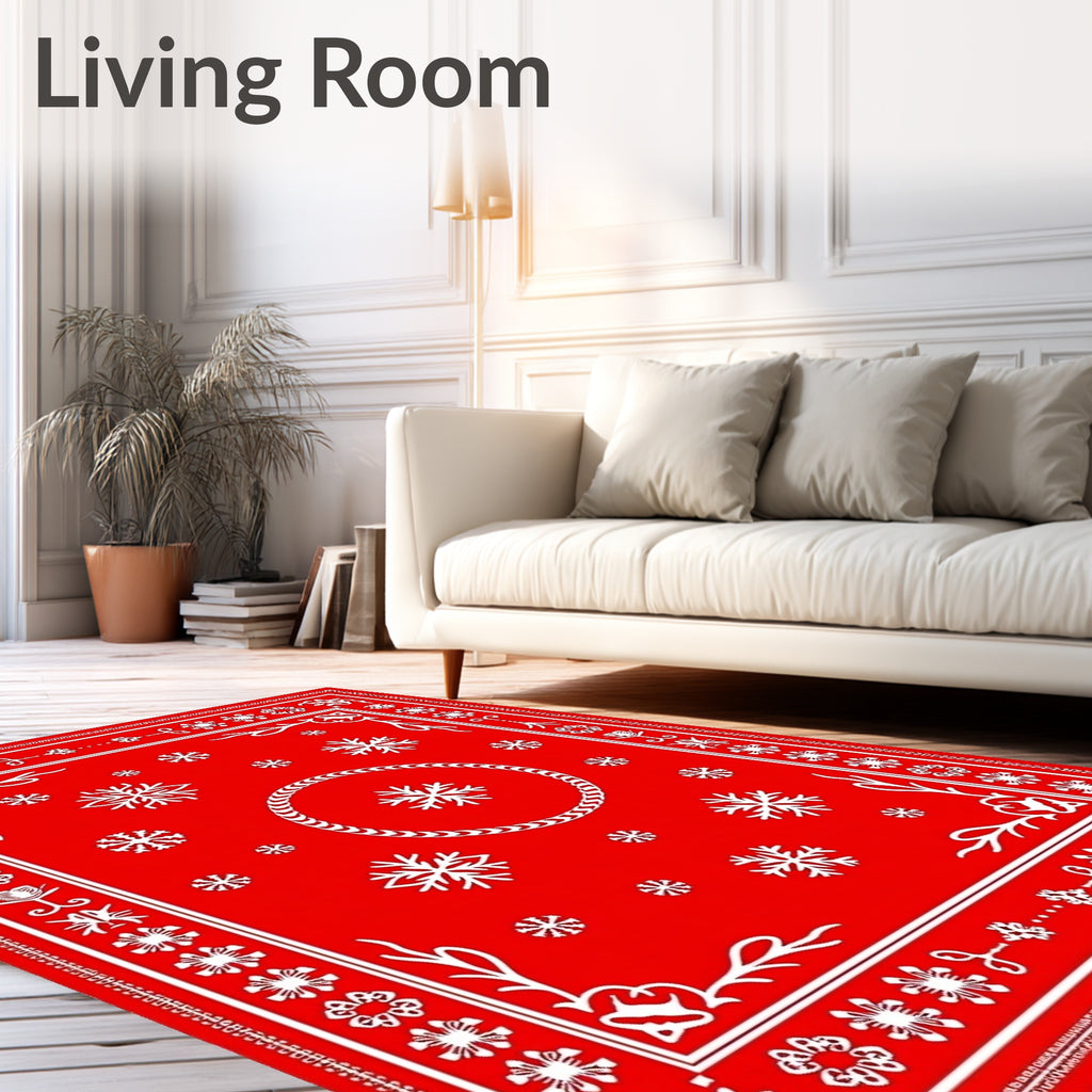 Winter Snowflake Snowfall Medallion Scarlet Rug