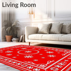 Winter Snowflake Snowfall Medallion Scarlet Rug