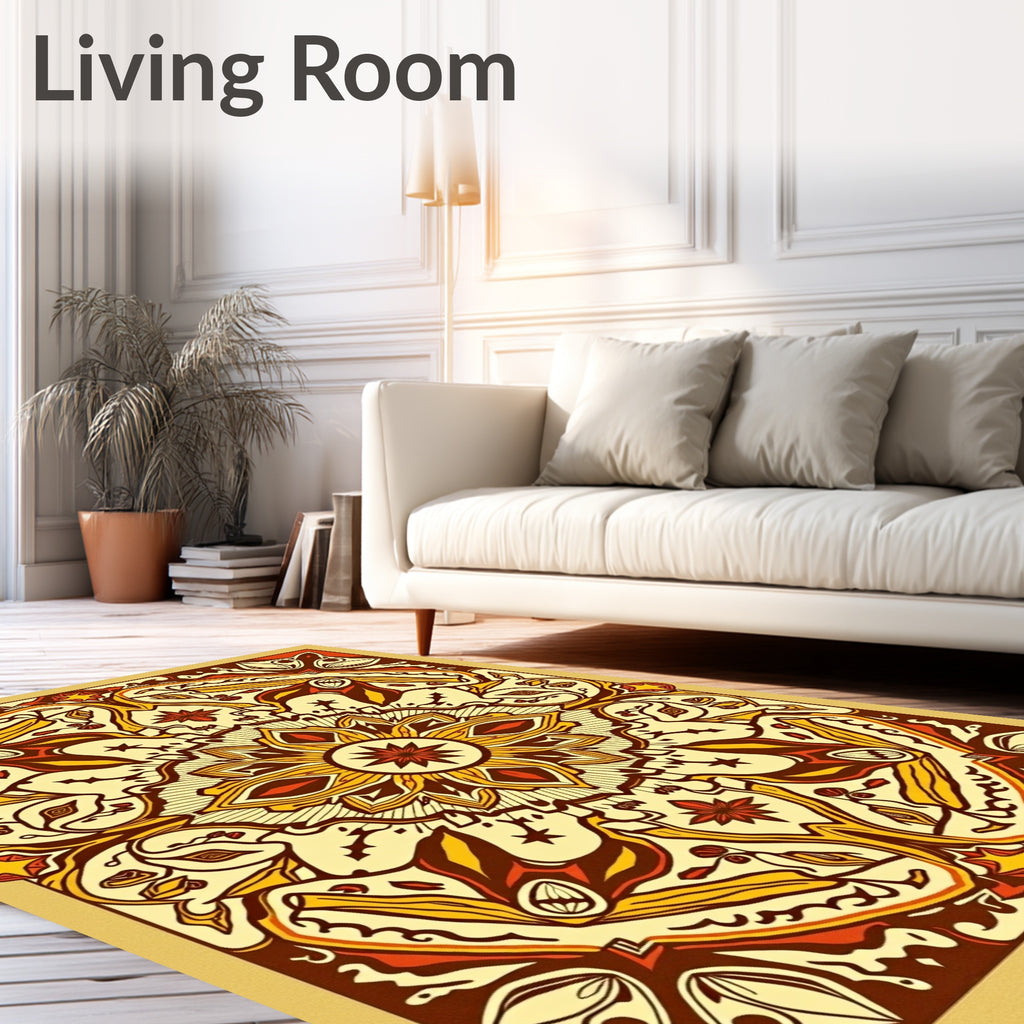 Organic Earthy Red Medallion Rug