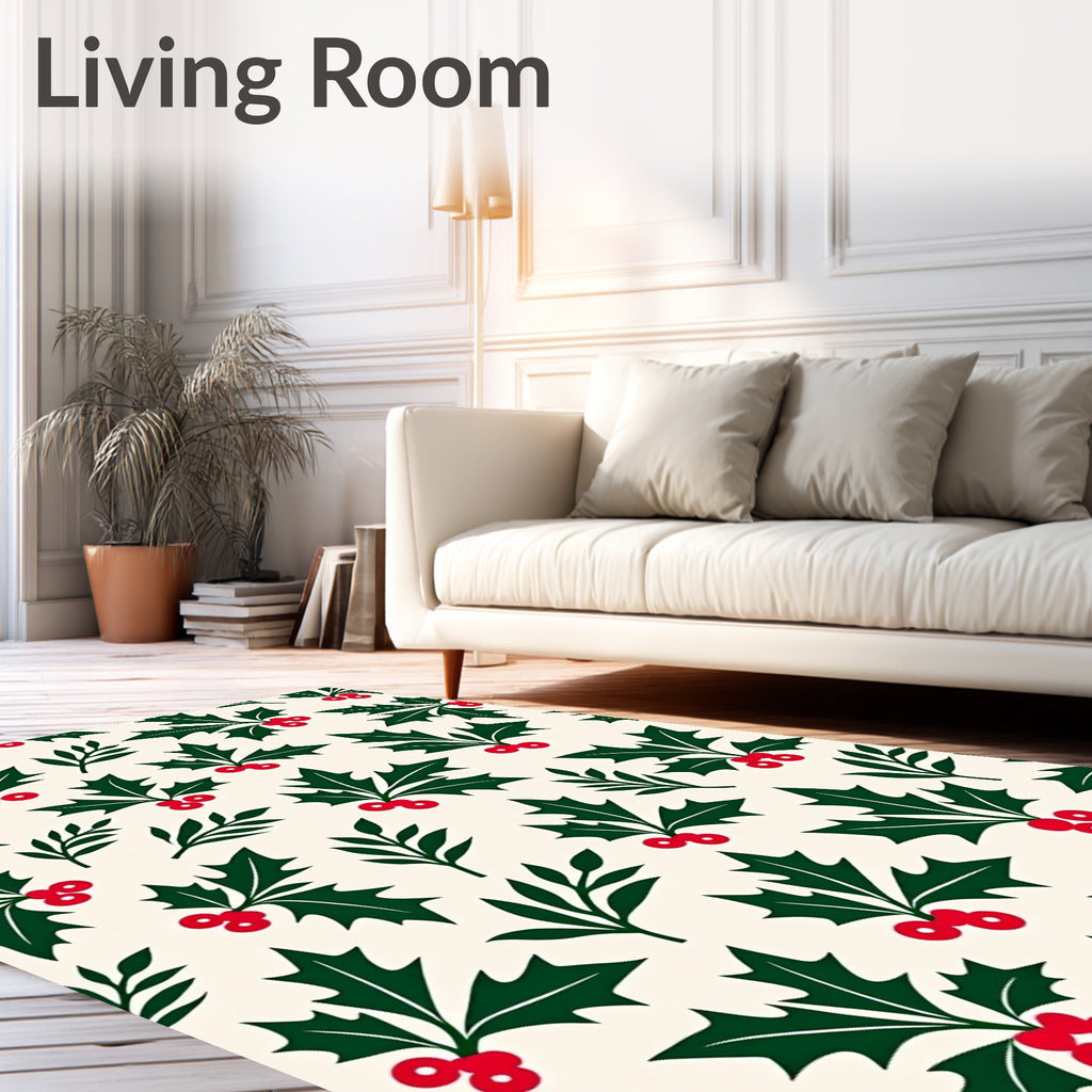 Festive Holly Berry Garland Rug