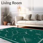 Deep Teal Abstract Starburst Celestial Flow Rug