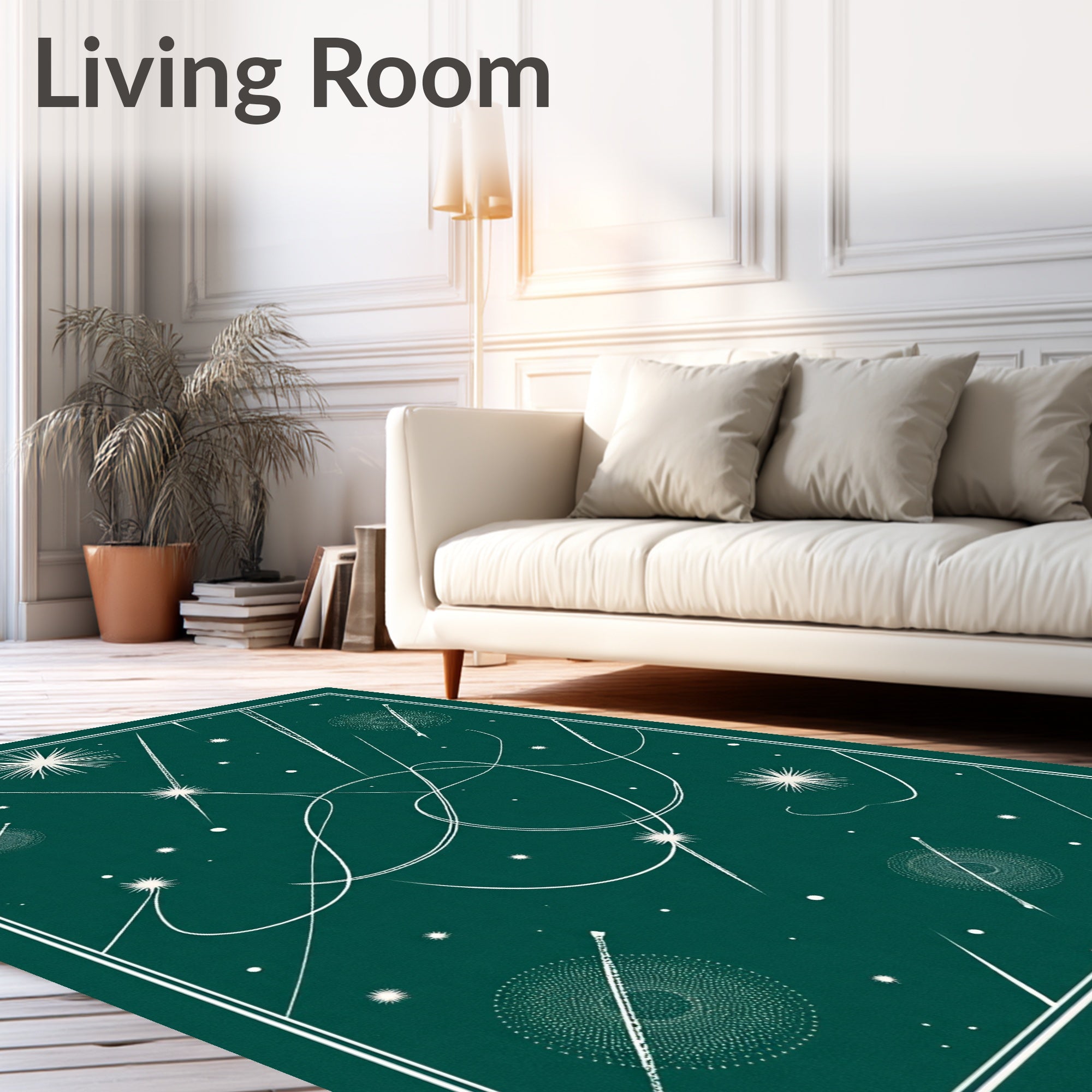 Deep Teal Abstract Starburst Celestial Flow Rug