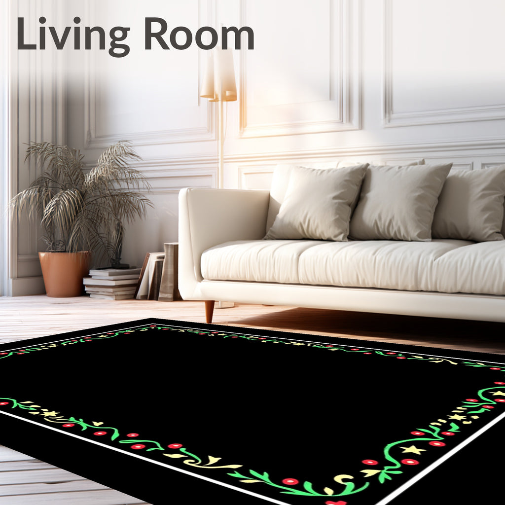 Festive Green Berry Star Border Rug