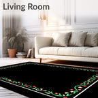 Festive Green Berry Star Border Rug