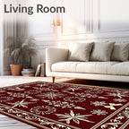 Crimson Cream Ornamental Floral Swirl Rug