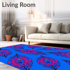Vibrant Pink Blue Peacock Feather Rug