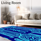 Luminous Blue Intertwined Art Deco Rug