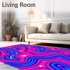 Pink Abstract Swirl Waves Stars Rug