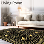 Golden Horses Regal Black Tapestry Rug