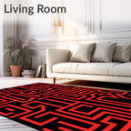 Crimson Labyrinth Lines Rug