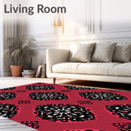 Crimson Black White Ornamental Medallion Rug