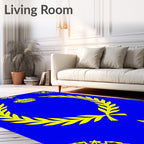 Royal Blue Crown Laurel Wreath Rug